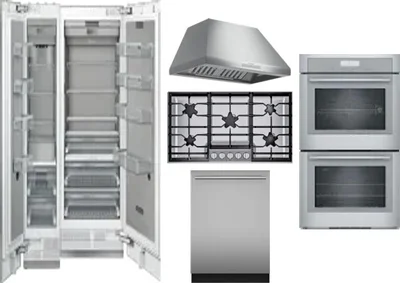 6 Piece Package Includes Refrigerator, Freezer, Cooktop, Wall Oven, Hood And Dishwasher