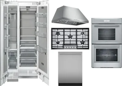 6 Piece Package Includes Refrigerator, Freezer, Cooktop, Wall Oven, Hood And Dishwasher
