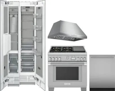 5 Piece Package Includes Refrigerator, Freezer, Range, Hood And Dishwasher