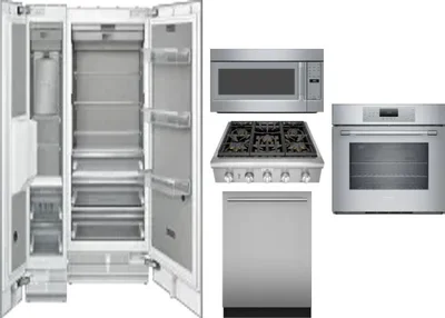6 Piece Package Includes Refrigerator, Freezer, Cooktop, Wall Oven, Microwave And Dishwasher