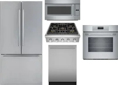 5 Piece Package Includes Refrigerator, Cooktop, Wall Oven, Microwave And Dishwasher