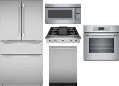 5 Piece Package Includes Refrigerator, Cooktop, Wall Oven, Microwave And Dishwasher