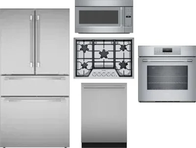 5 Piece Package Includes Refrigerator, Cooktop, Wall Oven, Microwave And Dishwasher
