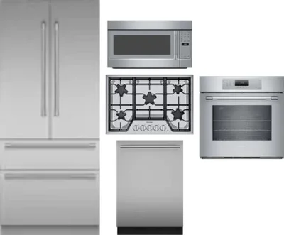 5 Piece Package Includes Refrigerator, Cooktop, Wall Oven, Microwave And Dishwasher