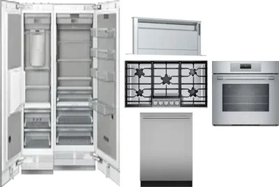 6 Piece Package Includes Refrigerator, Freezer, Cooktop, Wall Oven, Hood And Dishwasher