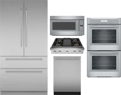 5 Piece Package Includes Refrigerator, Cooktop, Wall Oven, Microwave And Dishwasher