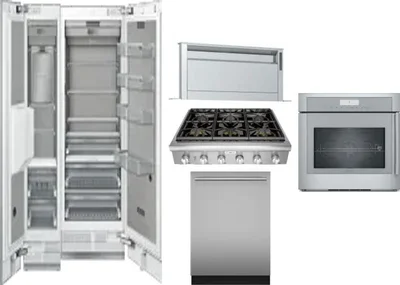 6 Piece Package Includes Refrigerator, Freezer, Cooktop, Wall Oven, Hood And Dishwasher