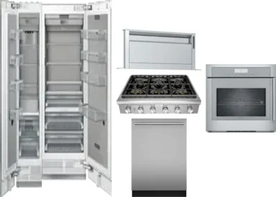 6 Piece Package Includes Refrigerator, Freezer, Cooktop, Wall Oven, Hood And Dishwasher