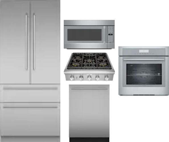 5 Piece Package Includes Refrigerator, Cooktop, Wall Oven, Microwave And Dishwasher