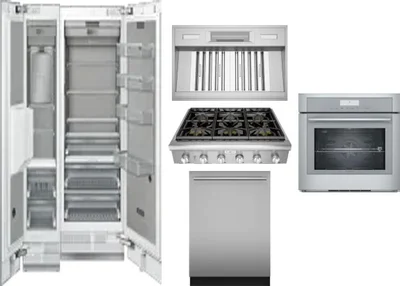 6 Piece Package Includes Refrigerator, Freezer, Cooktop, Wall Oven, Hood And Dishwasher