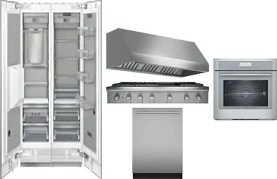 6 Piece Package Includes Refrigerator, Freezer, Cooktop, Wall Oven, Hood And Dishwasher