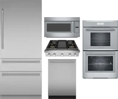 5 Piece Package Includes Refrigerator, Cooktop, Wall Oven, Microwave And Dishwasher