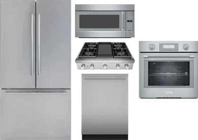 5 Piece Package Includes Refrigerator, Cooktop, Wall Oven, Microwave And Dishwasher