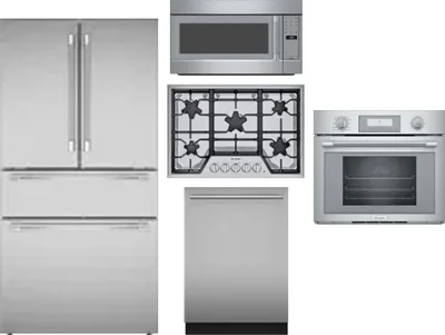 5 Piece Package Includes Refrigerator, Cooktop, Wall Oven, Microwave And Dishwasher