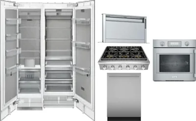 6 Piece Package Includes Refrigerator, Freezer, Cooktop, Wall Oven, Hood And Dishwasher