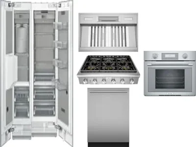 6 Piece Package Includes Refrigerator, Freezer, Cooktop, Wall Oven, Hood And Dishwasher