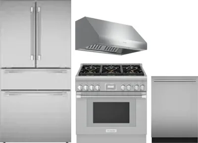 4 Piece Package Includes Refrigerator, Range, Hood And Dishwasher