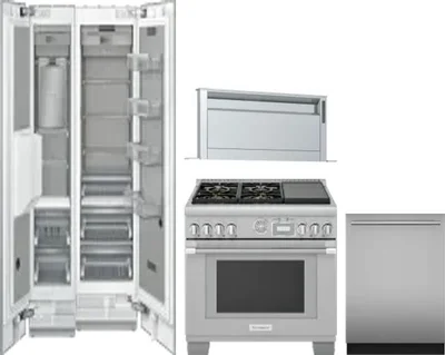 5 Piece Package Includes Refrigerator, Freezer, Range, Hood And Dishwasher