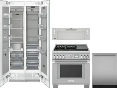 5 Piece Package Includes Refrigerator, Freezer, Range, Hood And Dishwasher