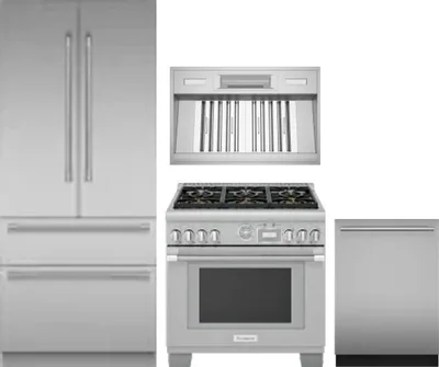 4 Piece Package Includes Refrigerator, Range, Hood And Dishwasher