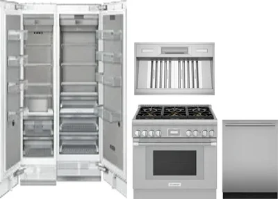 5 Piece Package Includes Refrigerator, Freezer, Range, Hood And Dishwasher