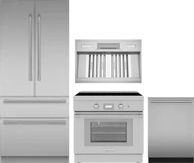 4 Piece Package Includes Refrigerator, Range, Hood And Dishwasher