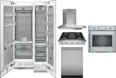 6 Piece Package Includes Refrigerator, Freezer, Cooktop, Wall Oven, Hood And Dishwasher