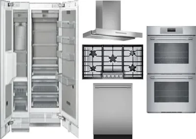 6 Piece Package Includes Refrigerator, Freezer, Cooktop, Wall Oven, Hood And Dishwasher