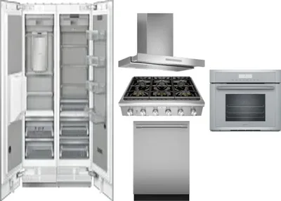 6 Piece Package Includes Refrigerator, Freezer, Cooktop, Wall Oven, Hood And Dishwasher
