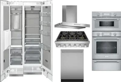 6 Piece Package Includes Refrigerator, Freezer, Cooktop, Wall Oven, Hood And Dishwasher
