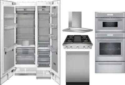 6 Piece Package Includes Refrigerator, Freezer, Cooktop, Wall Oven, Hood And Dishwasher