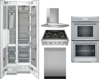 6 Piece Package Includes Refrigerator, Freezer, Cooktop, Wall Oven, Hood And Dishwasher