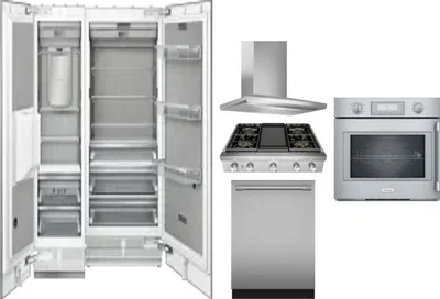 6 Piece Package Includes Refrigerator, Freezer, Cooktop, Wall Oven, Hood And Dishwasher
