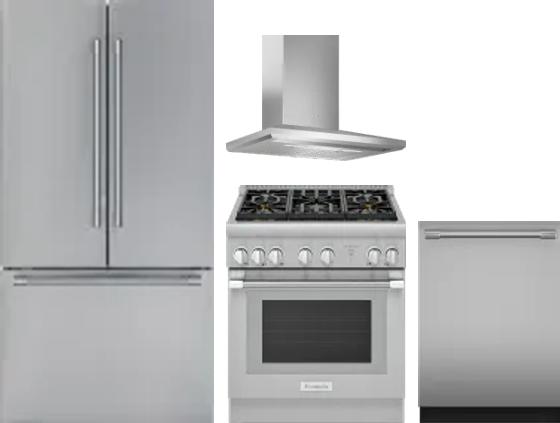 4 Piece Package Includes Refrigerator, Range, Hood And Dishwasher
