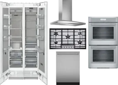 6 Piece Package Includes Refrigerator, Freezer, Cooktop, Wall Oven, Hood And Dishwasher