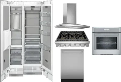6 Piece Package Includes Refrigerator, Freezer, Cooktop, Wall Oven, Hood And Dishwasher