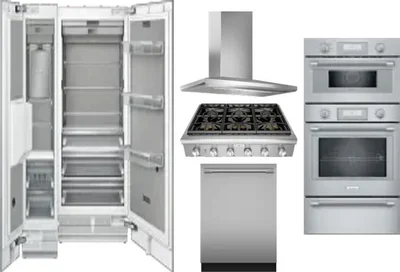 6 Piece Package Includes Refrigerator, Freezer, Cooktop, Wall Oven, Hood And Dishwasher