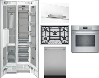 6 Piece Package Includes Refrigerator, Freezer, Cooktop, Wall Oven, Hood And Dishwasher