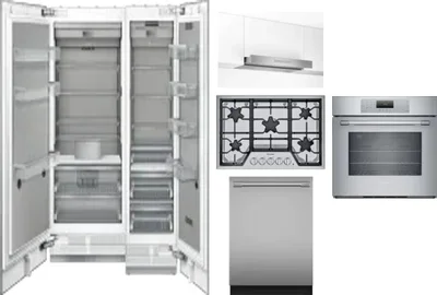 6 Piece Package Includes Refrigerator, Freezer, Cooktop, Wall Oven, Hood And Dishwasher