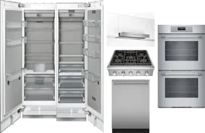 6 Piece Package Includes Refrigerator, Freezer, Cooktop, Wall Oven, Hood And Dishwasher