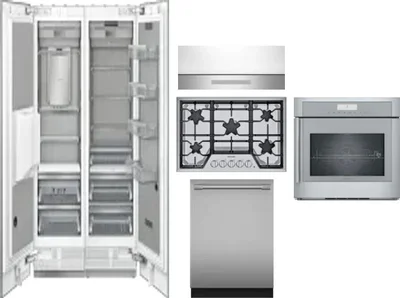 6 Piece Package Includes Refrigerator, Freezer, Cooktop, Wall Oven, Hood And Dishwasher