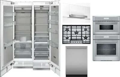 6 Piece Package Includes Refrigerator, Freezer, Cooktop, Wall Oven, Hood And Dishwasher