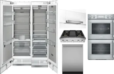 6 Piece Package Includes Refrigerator, Freezer, Cooktop, Wall Oven, Hood And Dishwasher
