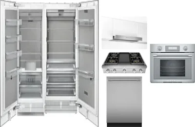 6 Piece Package Includes Refrigerator, Freezer, Cooktop, Wall Oven, Hood And Dishwasher