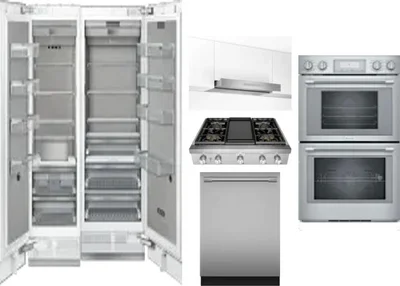 6 Piece Package Includes Refrigerator, Freezer, Cooktop, Wall Oven, Hood And Dishwasher