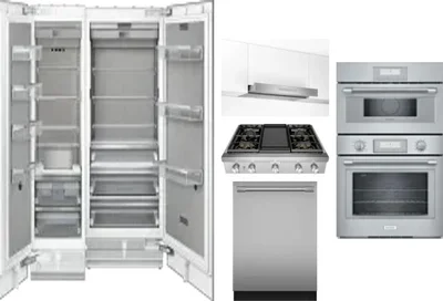 6 Piece Package Includes Refrigerator, Freezer, Cooktop, Wall Oven, Hood And Dishwasher