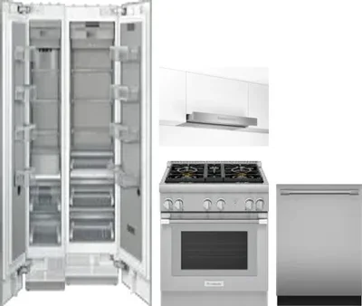 5 Piece Package Includes Refrigerator, Freezer, Range, Hood And Dishwasher