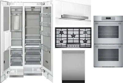 6 Piece Package Includes Refrigerator, Freezer, Cooktop, Wall Oven, Hood And Dishwasher