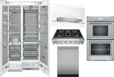 6 Piece Package Includes Refrigerator, Freezer, Cooktop, Wall Oven, Hood And Dishwasher