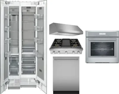6 Piece Package Includes Refrigerator, Freezer, Cooktop, Wall Oven, Hood And Dishwasher